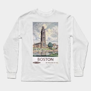 Boston, Lincolnshire - Vintage Railway Travel Poster - 1948-1965 Long Sleeve T-Shirt